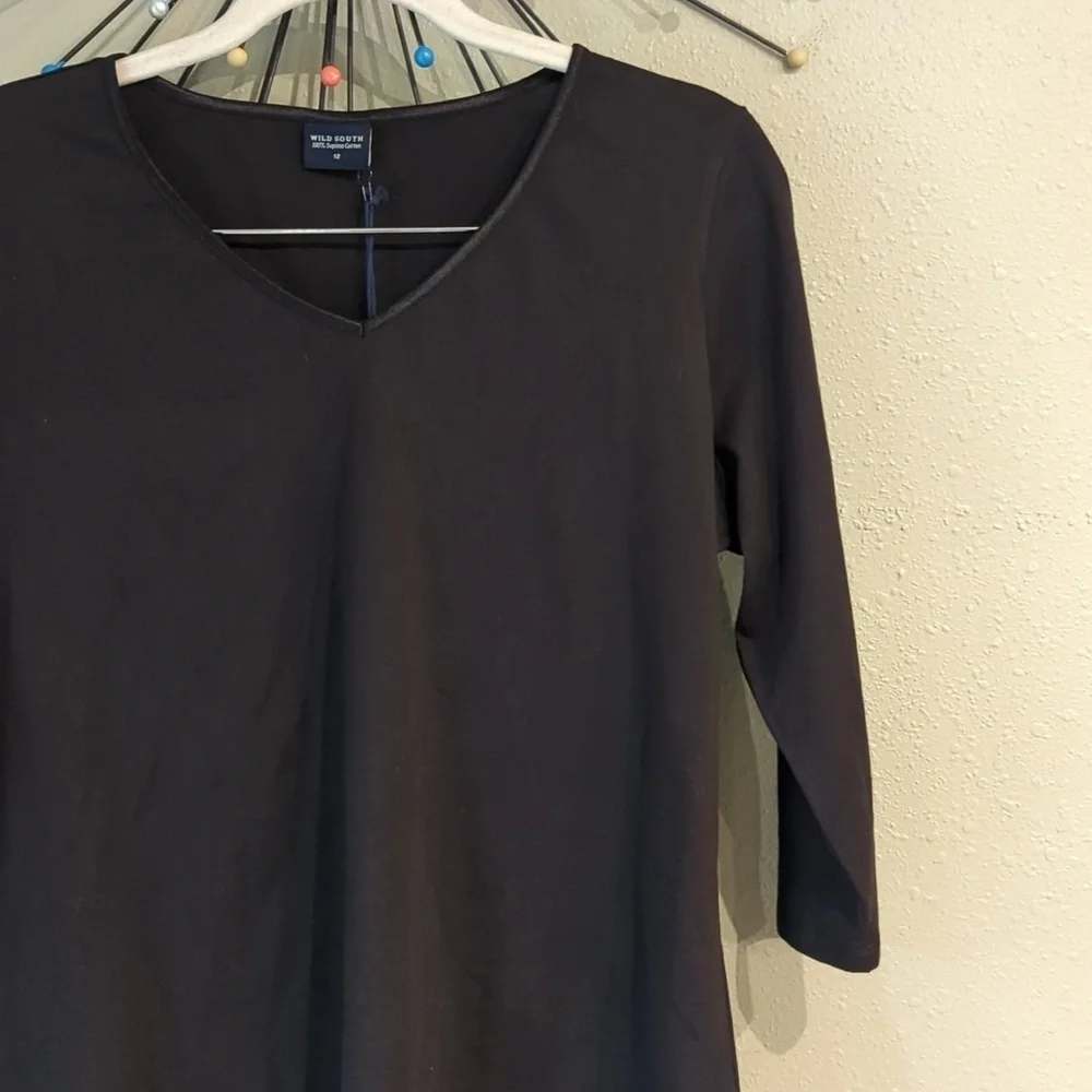 Black Wild South Qtr Sleeve Supima Cotton Size 12 Black Designed In New Zealand